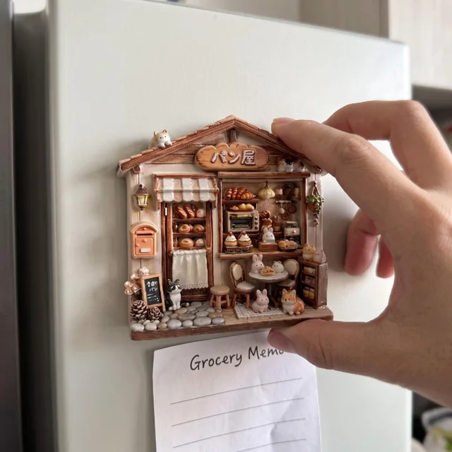 Bakery Shop Refrigerator Magnet, Raised Resin Miniature Cafe Decor — product photo 2
