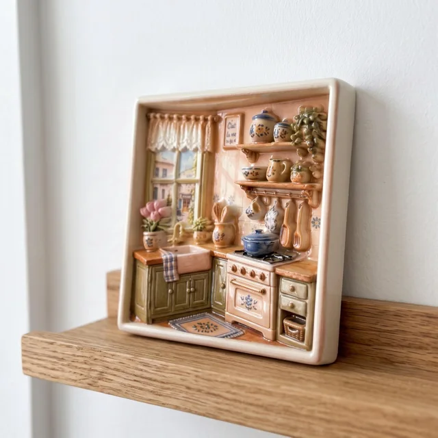 Fridge Magnet, Resin Cozy Kitchen Scene Decor — product photo 6
