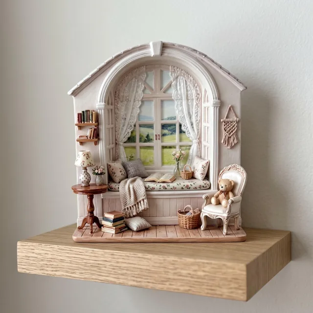 Refrigerator Magnet: 3D Cozy Window Reading Nook Miniature Relief Decor — product photo 6