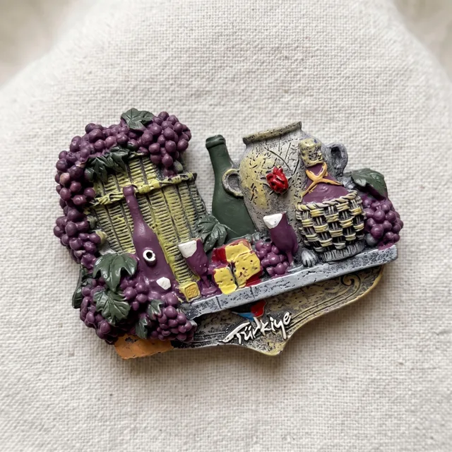 Refrigerator Magnet: Hand Painted Resin 3D Wine and Grapes Decor — product photo 9