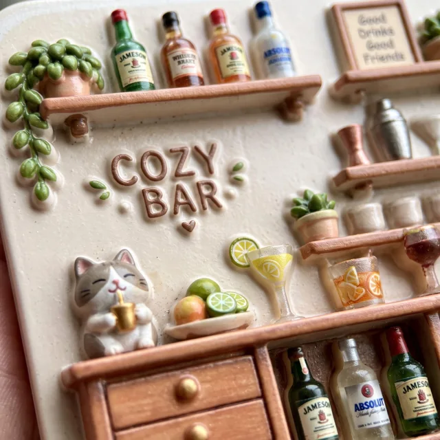 Bar Scene Fridge Magnet, 3D Resin Miniature Beverage Shelf Decor — product photo 5