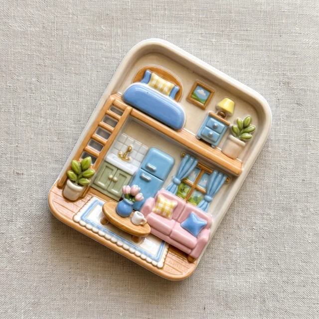 Fridge Magnet Miniature Room Scene With Cozy Home Decor and Plants — product photo 7