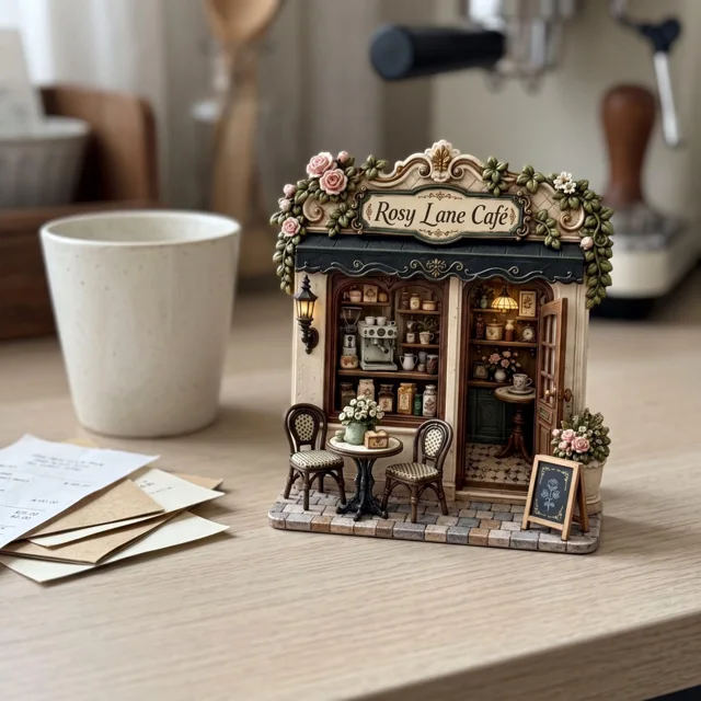 Cafe Fridge Magnet, Raised Resin Coffee Shop Decor — product photo 11
