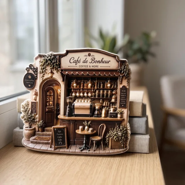 3D Relief Coffee Shop Fridge Magnet, Ornate Cafe Kitchen Decor — product photo 4