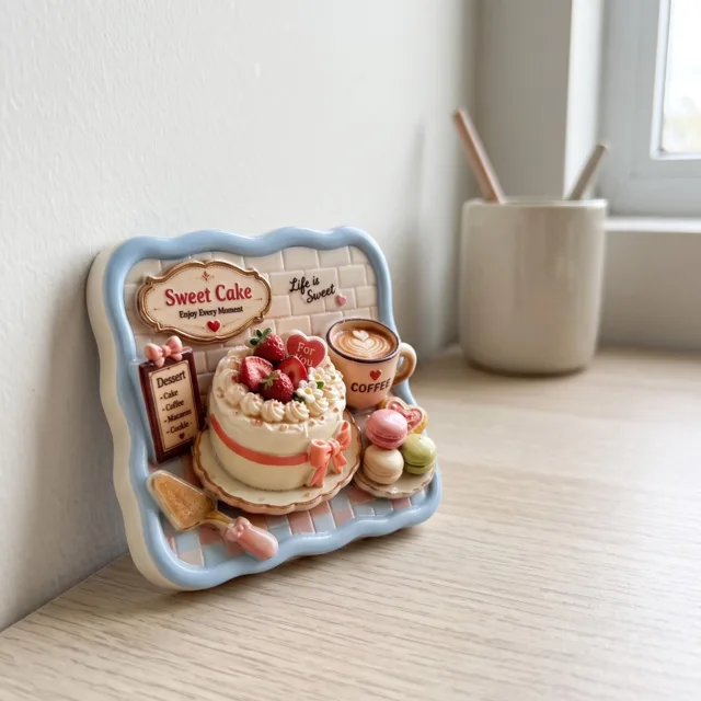 Cake Fridge Magnet: 3D Resin Dessert Coffee Kitchen Decor — product photo 8