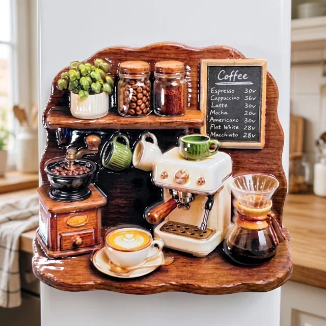 Resin Coffee Shop Refrigerator Magnet, Miniature Café Relief Decor — product photo 7