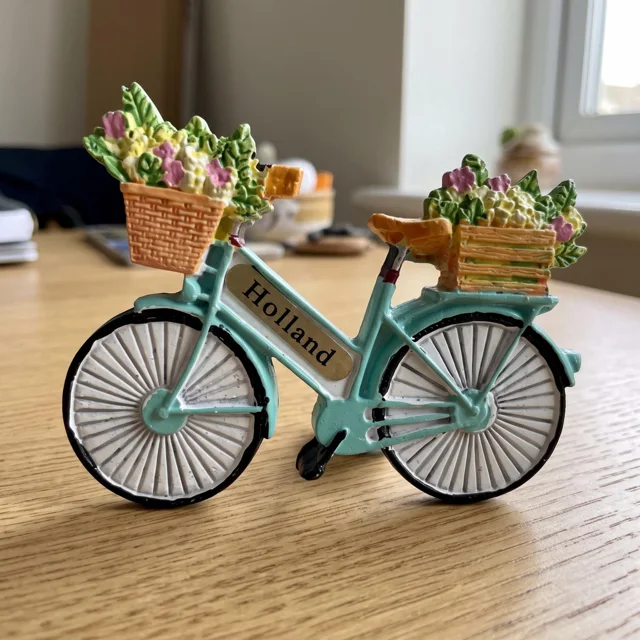 Bicycle Fridge Magnet: Floral Resin Bike Decor for Refrigerator and Home — product photo 3