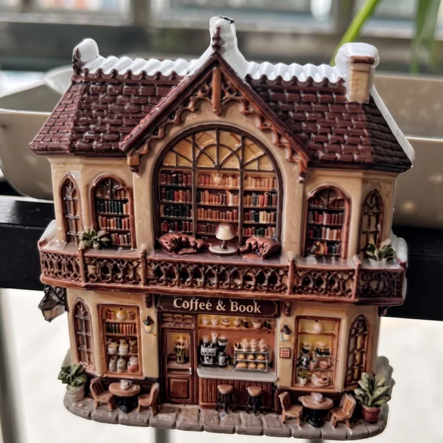 Resin Refrigerator Magnet: Gothic Coffee Shop Facade, 3D Relief Decor — product photo 7
