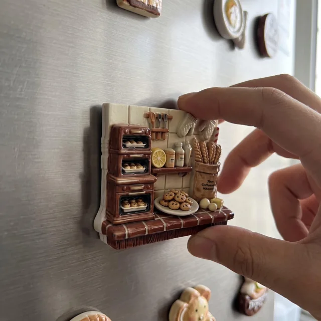 Refrigerator Magnet: 3D Resin Relief Miniature Kitchen Baking Scene — product photo 5