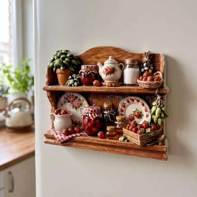 Fridge Magnet, Rustic Kitchen Shelf Still Life Decor — product photo 4