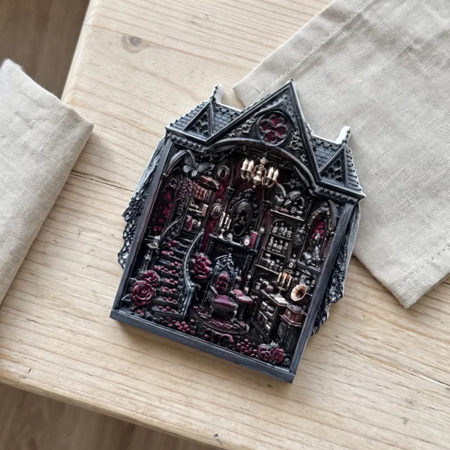 Gothic Castle Fridge Magnet, Resin Dark Fantasy Decor — product photo 1