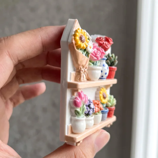 Flower Shelf Fridge Magnet, Colorful Potted Plants Display — product photo 12
