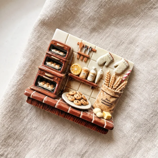 Refrigerator Magnet: 3D Resin Relief Miniature Kitchen Baking Scene — product photo 9