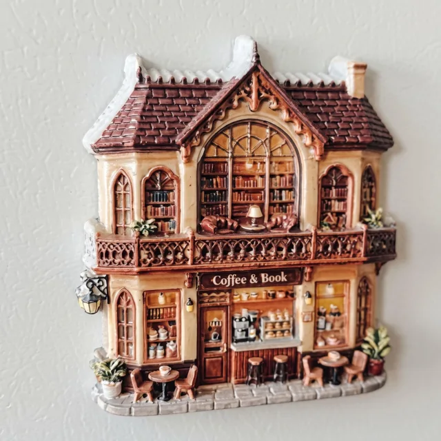 Resin Refrigerator Magnet: Gothic Coffee Shop Facade, 3D Relief Decor — product photo 6