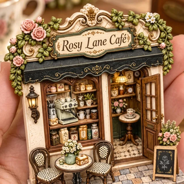 Cafe Fridge Magnet, Raised Resin Coffee Shop Decor — product photo 2