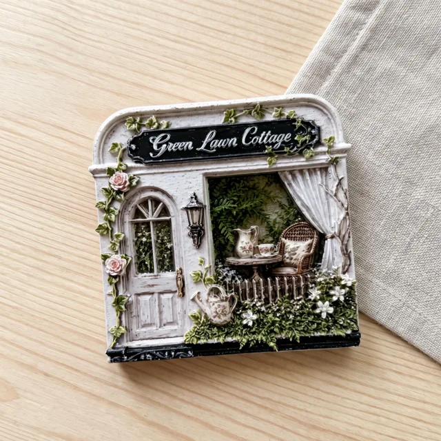 Refrigerator Magnet: 3D Vintage Cottage Door Scene — product photo 3