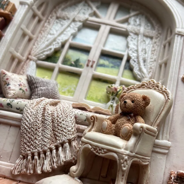 Refrigerator Magnet: 3D Cozy Window Reading Nook Miniature Relief Decor — product photo 5