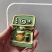 Refrigerator Magnet: Retro Green Espresso Machine 3D Sculpted Kitchen Decor — product photo 2