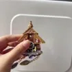 Resin Fridge Magnet: Rustic Chalet Clock With Dangling Pinecone Charms — product photo 2