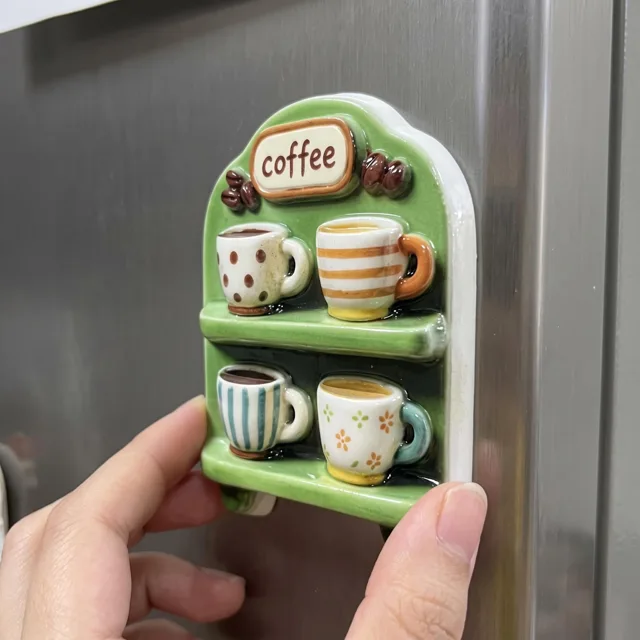 Coffee Mug Refrigerator Magnet, 3D Raised Resin Shelf Decor, Kitchen Fridge Accent — product photo 10