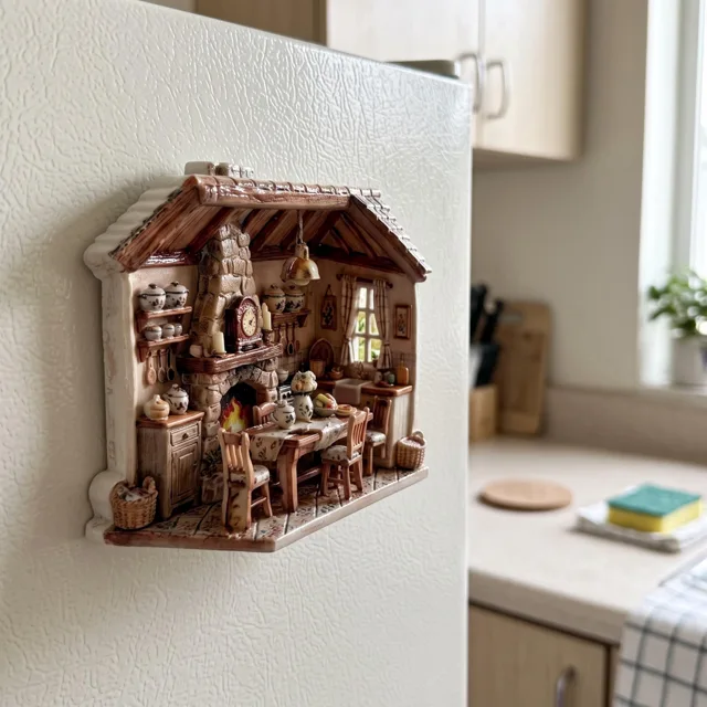 Kitchen Scene Fridge Magnet, 3D Relief Resin Refrigerator Decor — product photo 9