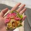3D Flower House Magnet: Whimsical Fairy Cottage Resin Miniature (7x8cm) — product photo 2