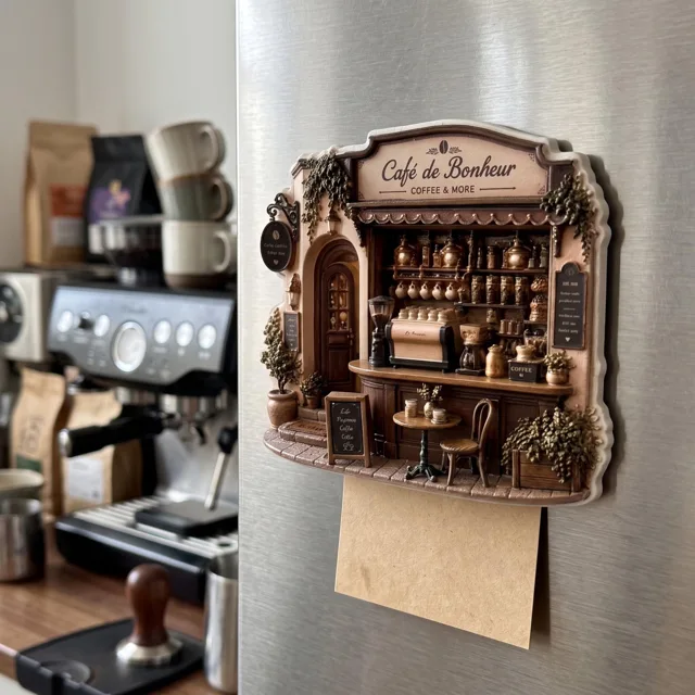 3D Relief Coffee Shop Fridge Magnet, Ornate Cafe Kitchen Decor — product photo 8