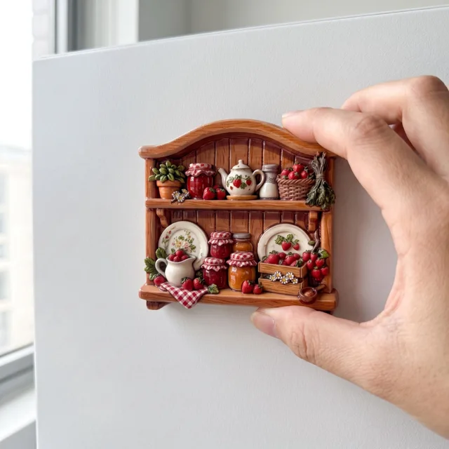 Refrigerator Magnet: 3D Resin Kitchen Pantry Shelf Strawberry Jam Miniature Decor — product photo 9