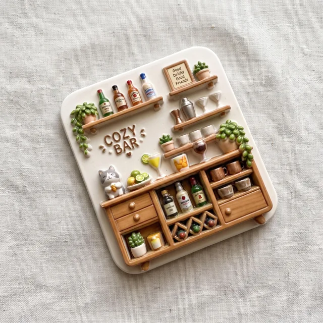 Bar Scene Fridge Magnet, 3D Resin Miniature Beverage Shelf Decor — product photo 7