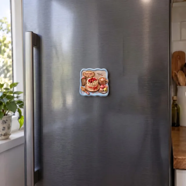 Cake Fridge Magnet: 3D Resin Dessert Coffee Kitchen Decor — product photo 6