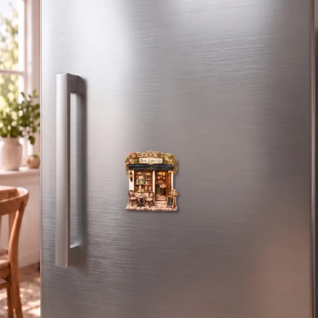 Cafe Fridge Magnet, Raised Resin Coffee Shop Decor — product photo 4