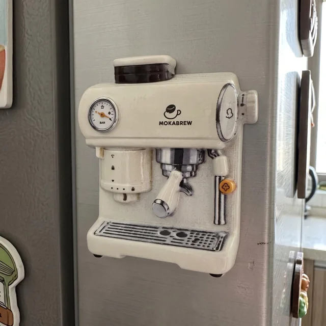 Espresso Machine Fridge Magnet: 3D Resin Miniature Coffee Maker Decor — product photo 2