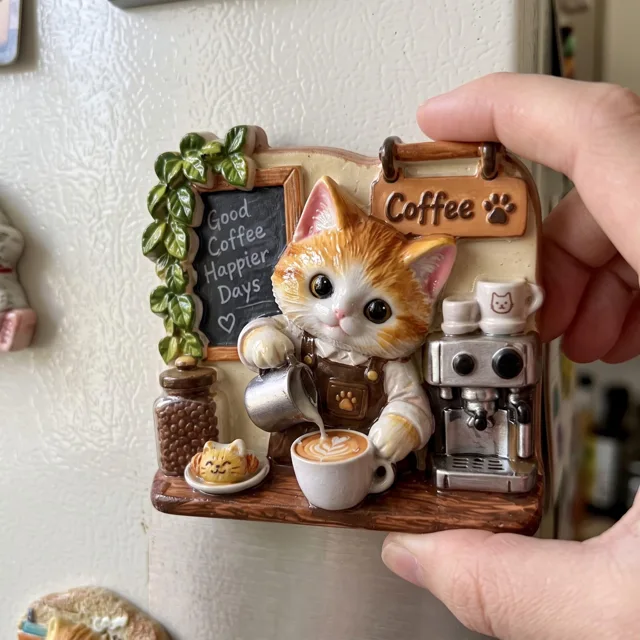 Fridge Magnet: Resin Cat Coffee Shop Kitchen Decor — product photo 8