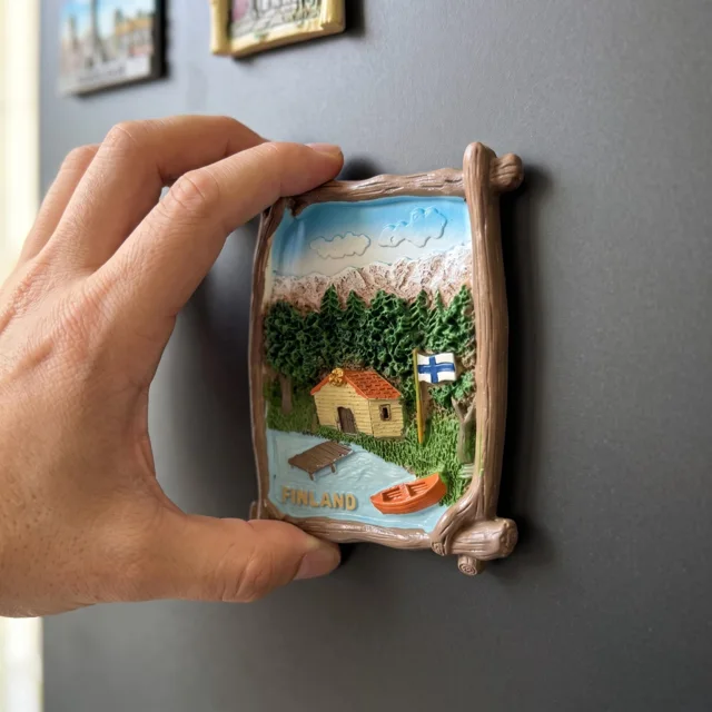 Finland Landscape Fridge Magnet, Hand Painted Travel Souvenir Home Decor — product photo 9