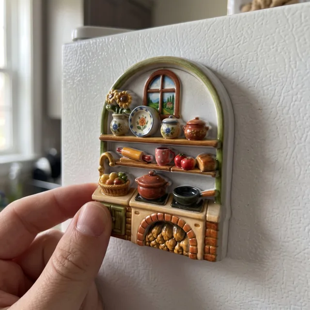 Resin Kitchen Magnet Miniature Shelf Scene, Cozy Home Decor Accent — product photo 5