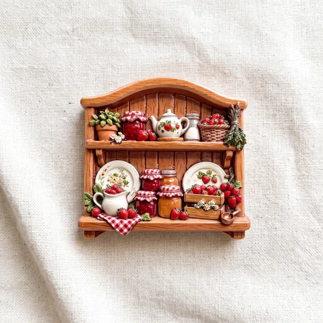 Refrigerator Magnet: 3D Resin Kitchen Pantry Shelf Strawberry Jam Miniature Decor — product photo 5