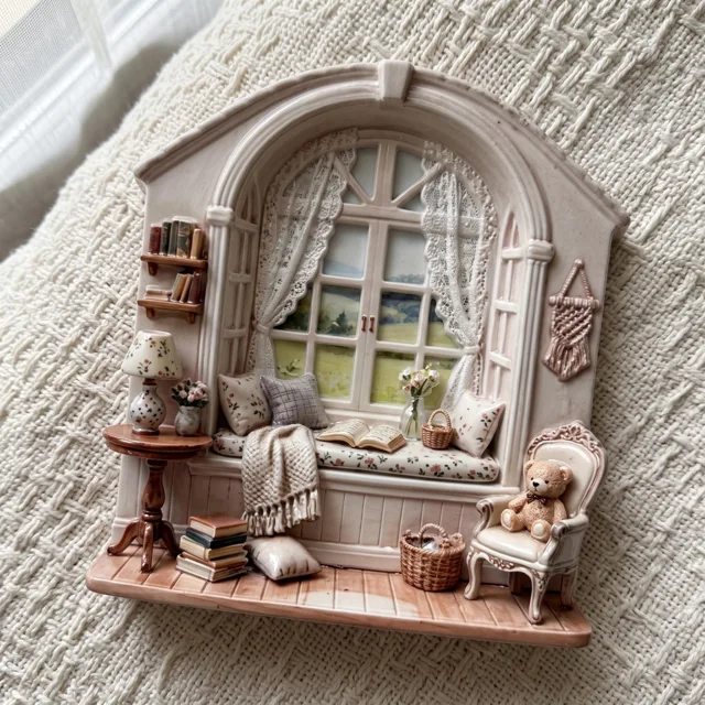 Refrigerator Magnet: 3D Cozy Window Reading Nook Miniature Relief Decor — product photo 9