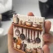 Refrigerator Magnet: Resin Relief Kitchen Shelf Scene With Miniature Cookware — product photo 2