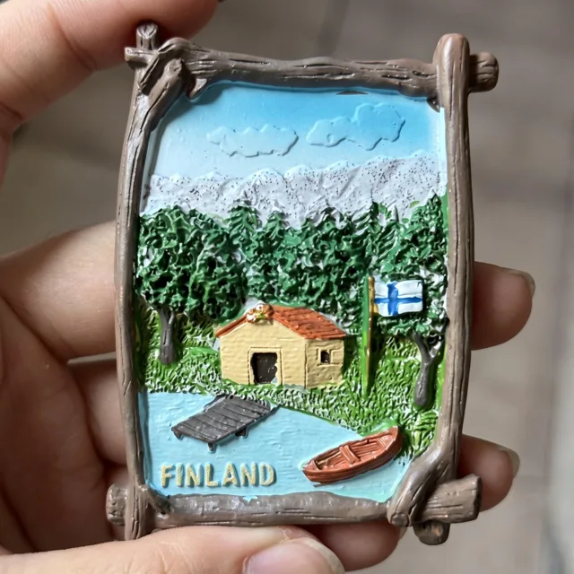 Finland Landscape Fridge Magnet, Hand Painted Travel Souvenir Home Decor — product photo 8