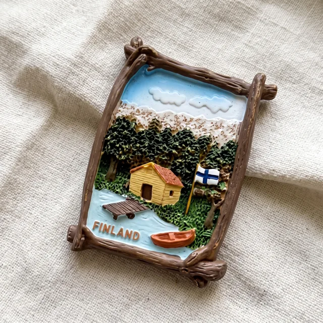 Finland Landscape Fridge Magnet, Hand Painted Travel Souvenir Home Decor — product photo 6