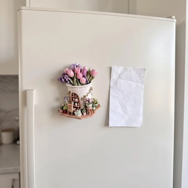 Resin Flower Shop Fridge Magnet, 3D Floral Miniature Decor — product photo 6