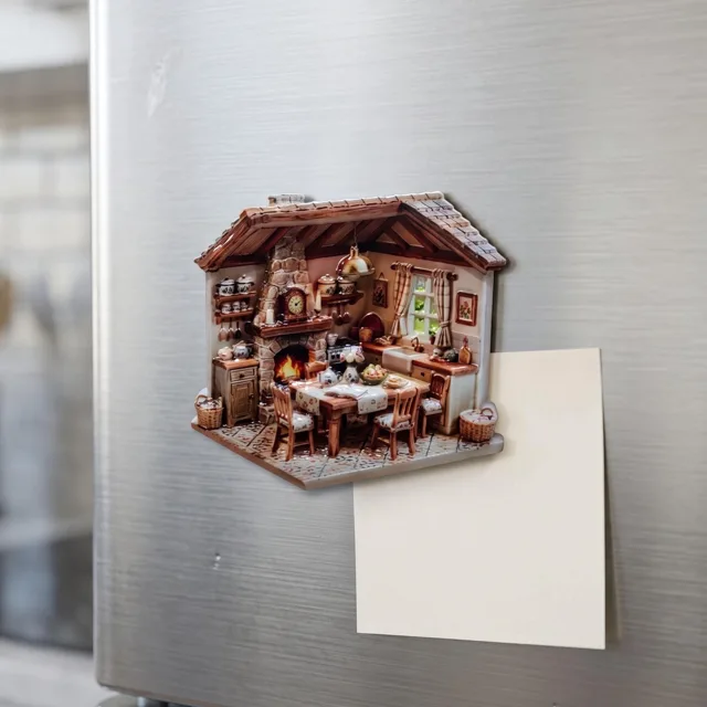 Kitchen Scene Fridge Magnet, 3D Relief Resin Refrigerator Decor — product photo 4