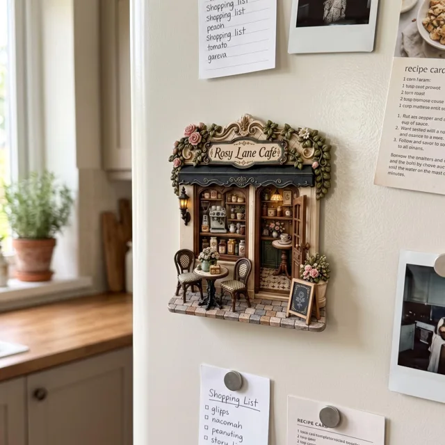 Cafe Fridge Magnet, Raised Resin Coffee Shop Decor — product photo 9