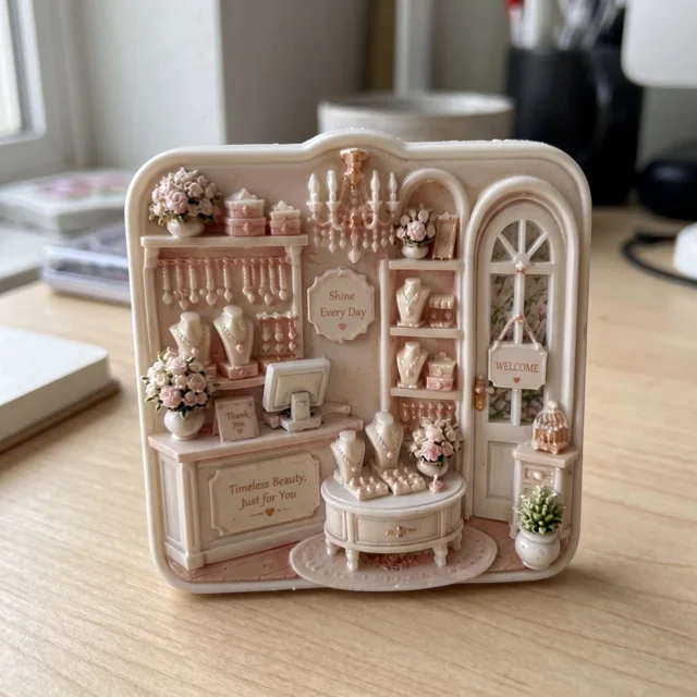 Miniature Room Magnet, Victorian Floral Decor With Arched Door — product photo 5