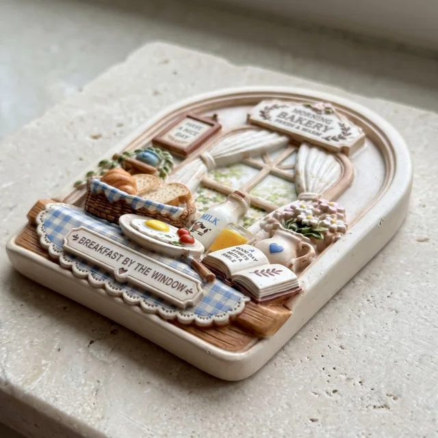 3D Breakfast Window Fridge Magnet, Sculpted Bakery Scene — product photo 4