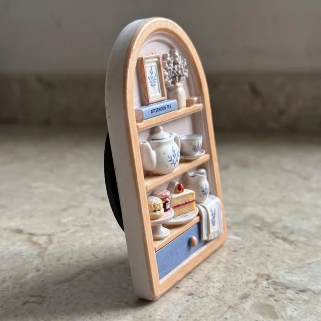 Miniature Tea Shelf Fridge Magnet, Resin Relief Kitchen Decor — product photo 4