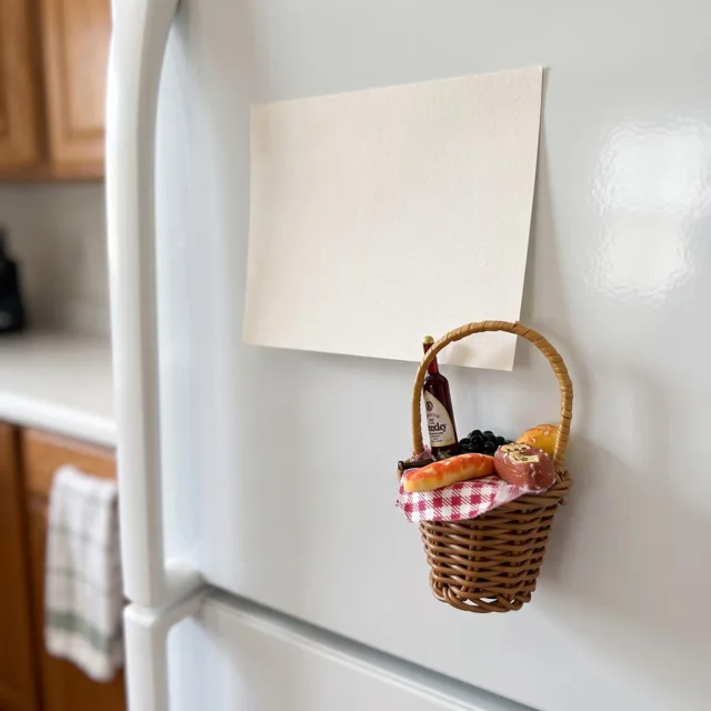 Picnic Basket Fridge Magnet, Resin Food Basket Kitchen Decor — product photo 5