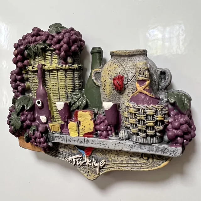 Refrigerator Magnet: Hand Painted Resin 3D Wine and Grapes Decor — product photo 6
