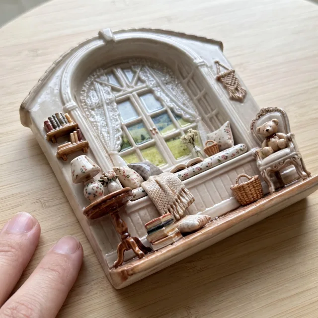 Refrigerator Magnet: 3D Cozy Window Reading Nook Miniature Relief Decor — product photo 8
