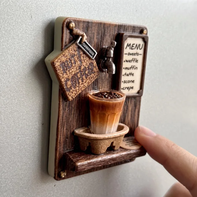 Coffee Shop Wooden Fridge Magnet, Mini Cafe Menu Decor — product photo 9